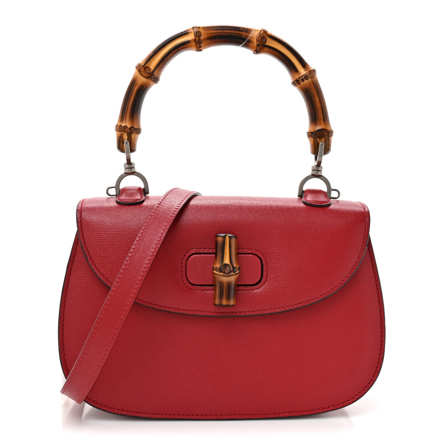 Shangai Calfskin Small Classic Bamboo Top Handle Bag Romantic Cerise