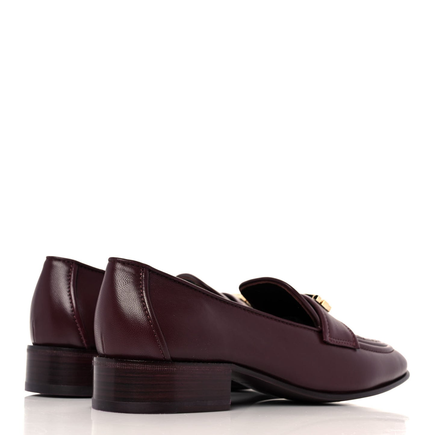 Lambskin Quilted Womens CC Loafers 39 Burgundy