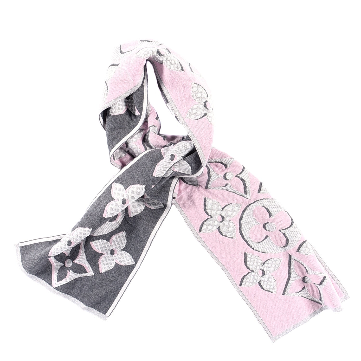 Louis Vuitton Wool Cashmere Giant Pop Monogram Scarf Rose 1 of 3