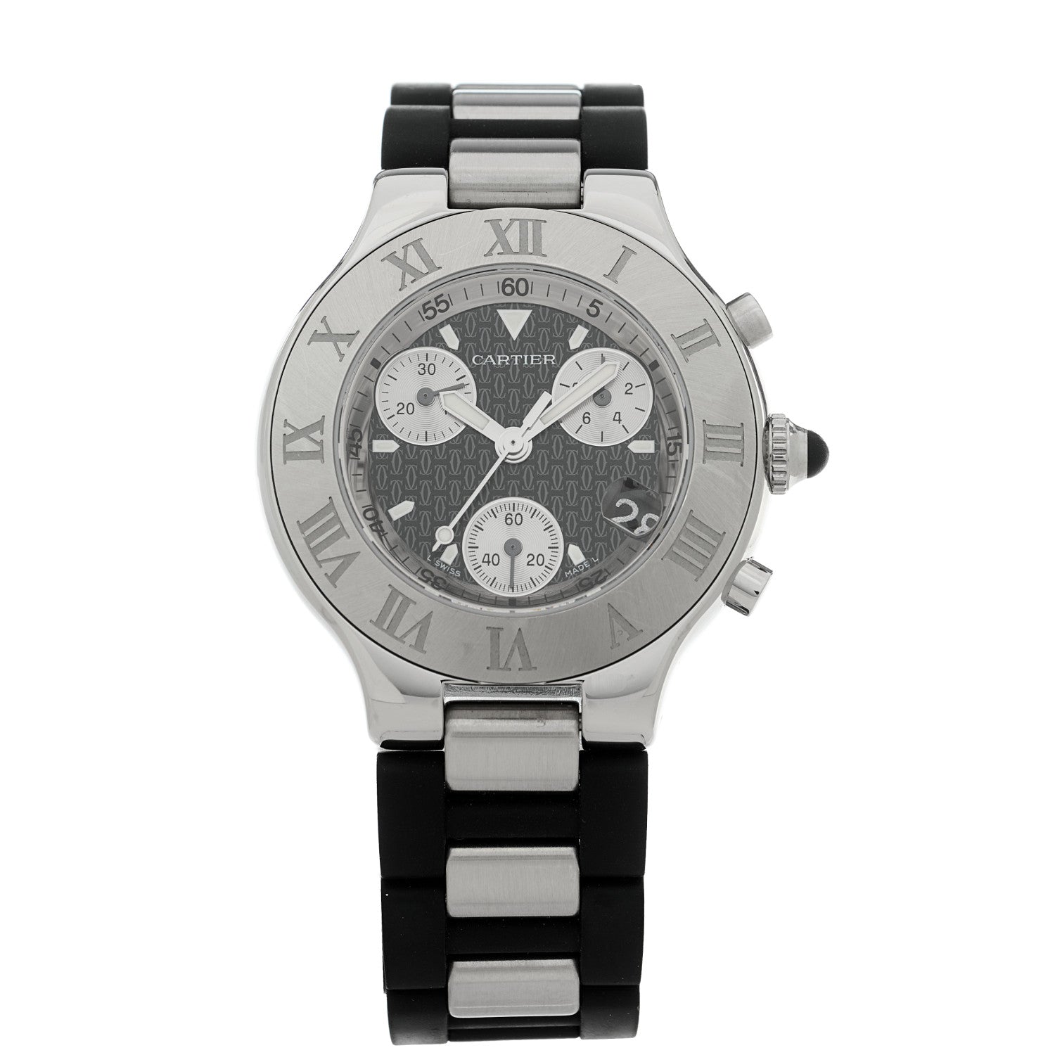 Cartier Stainless Steel Rubber 38mm Must 21 Chronoscaph Quartz Watch Black 1 of 4