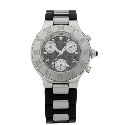 Cartier Stainless Steel Rubber 38mm Must 21 Chronoscaph Quartz Watch Black 1 of 4