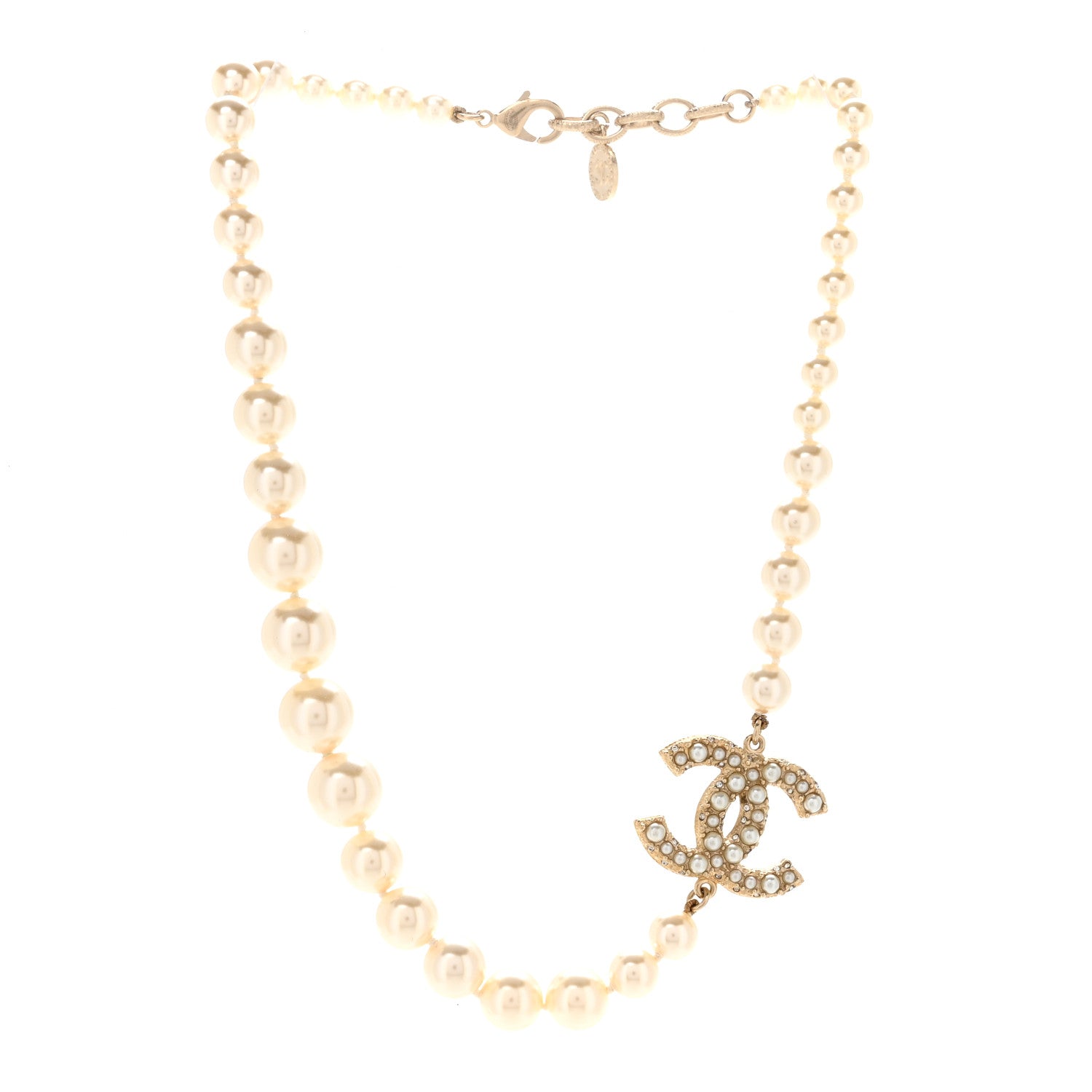 Chanel Pearl CC 100th Anniversary Necklace Light Gold 1 of 7