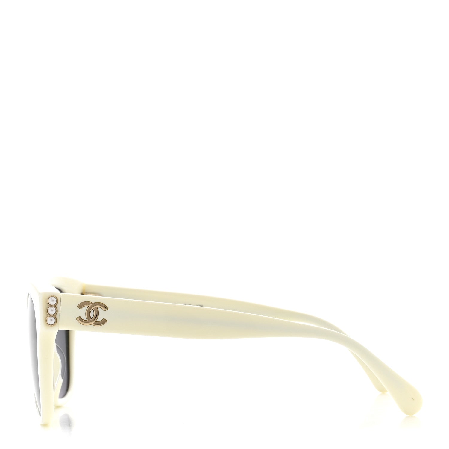 Chanel Acetate Polarized Pearl CC Square Sunglasses 5482-H-A White
