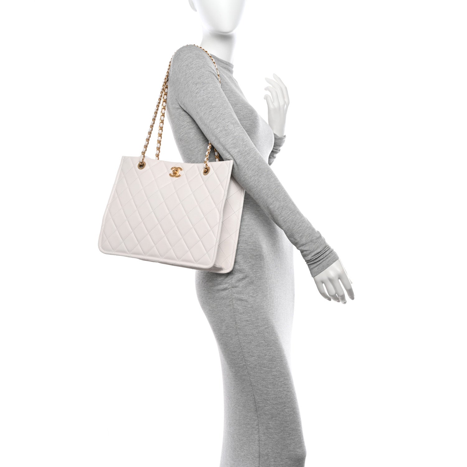 Chanel Caviar Quilted Sweet Classic Shopping Tote White 2 of 11
