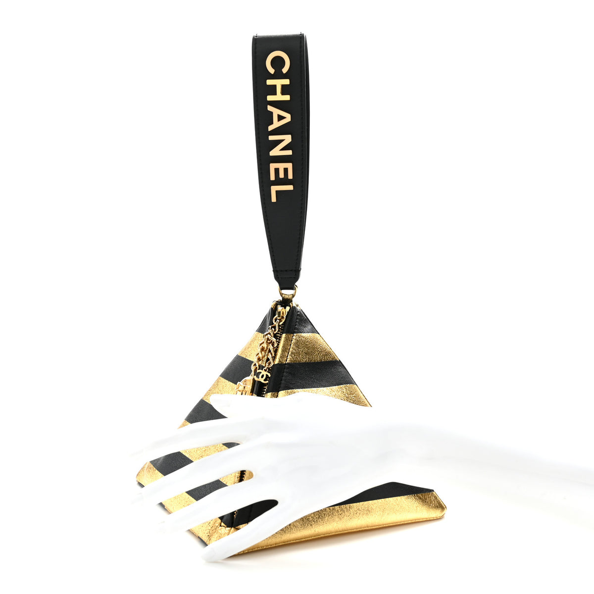Chanel Metallic Lambskin CC Kheops Pyramid Bag Gold Black 2 of 9