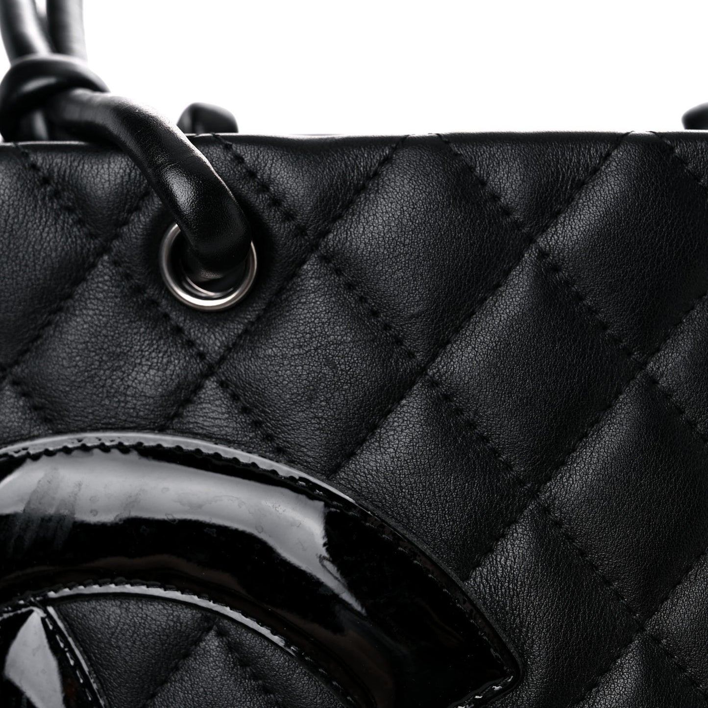 Calfskin Quilted Medium Cambon Tote Black