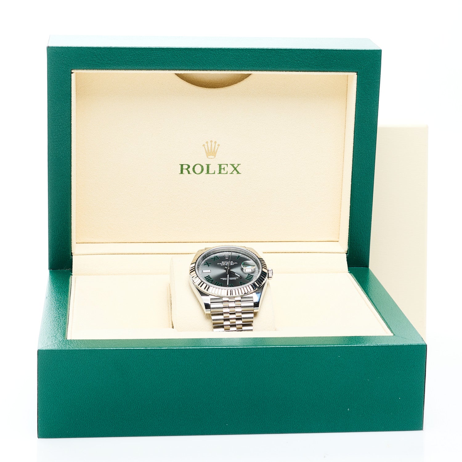 Rolex Stainless Steel 18K White Gold 41mm Oyster Perpetual Wimbledon Datejust Watch Slate 126334 5 of 5