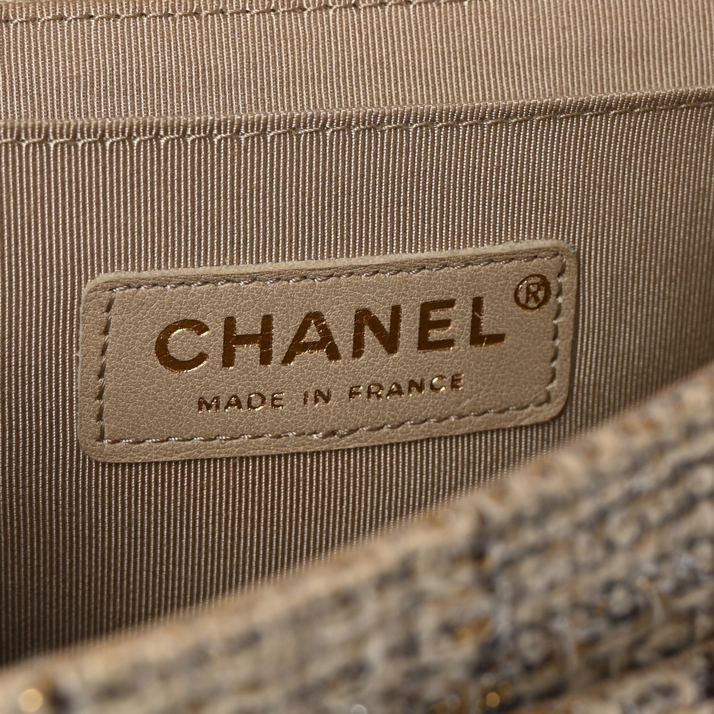 Metallic Tweed Quilted Medium Single Flap Beige Multicolor