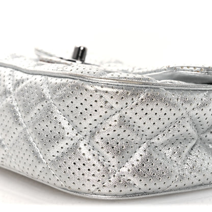 Chanel Metallic Lambskin Perforated Mini Rectangular Flap Silver 10 of 12