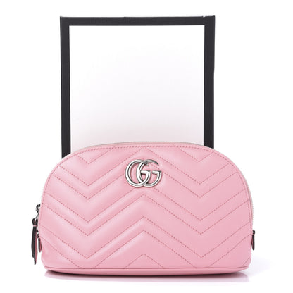 Gucci Calfskin Matelasse Large GG Marmont Pouch Cosmetic Case Wild Rose 8 of 8