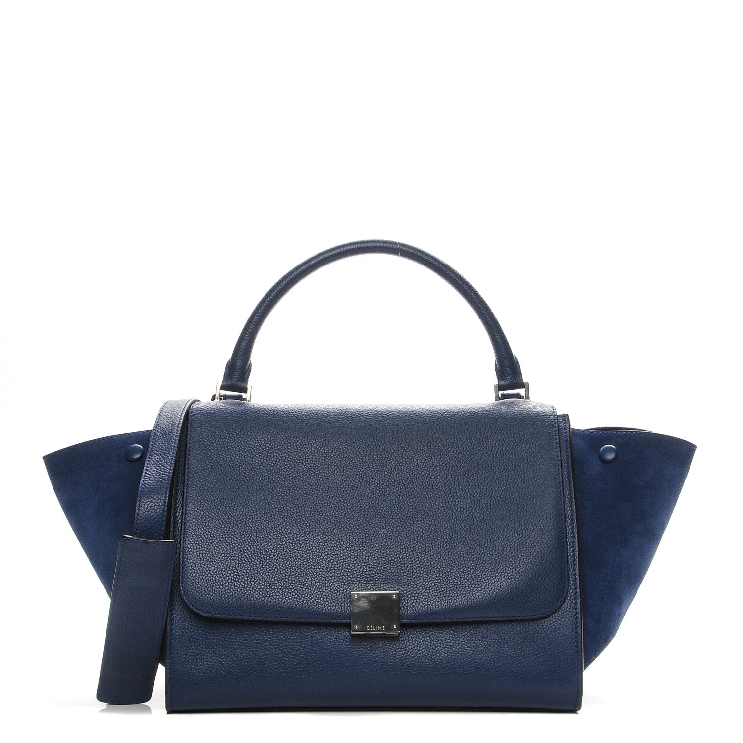 Celine Drummed Calfskin Suede Medium Trapeze Ocean Blue 1 of 11