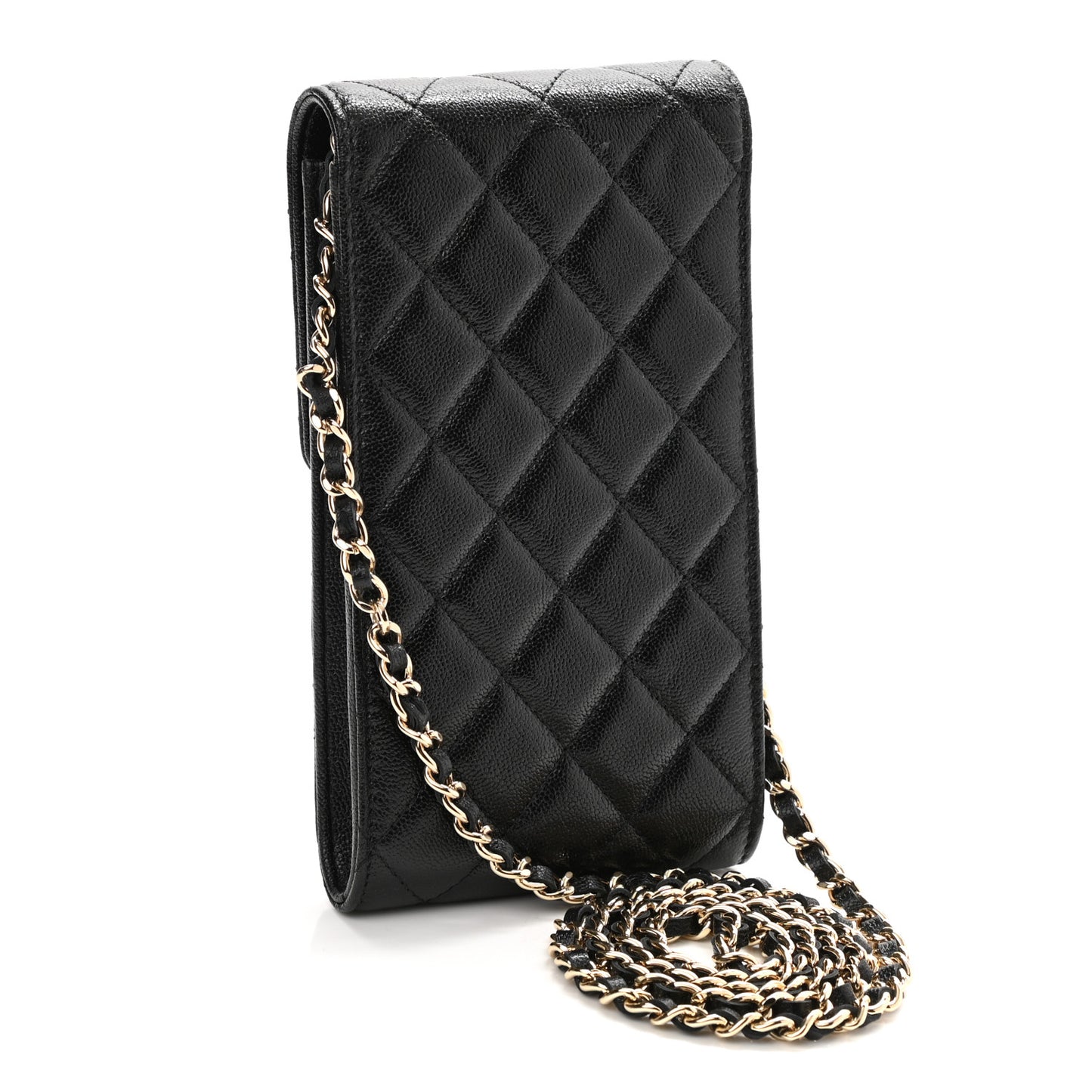 Caviar Quilted Classic Phone Holder Black