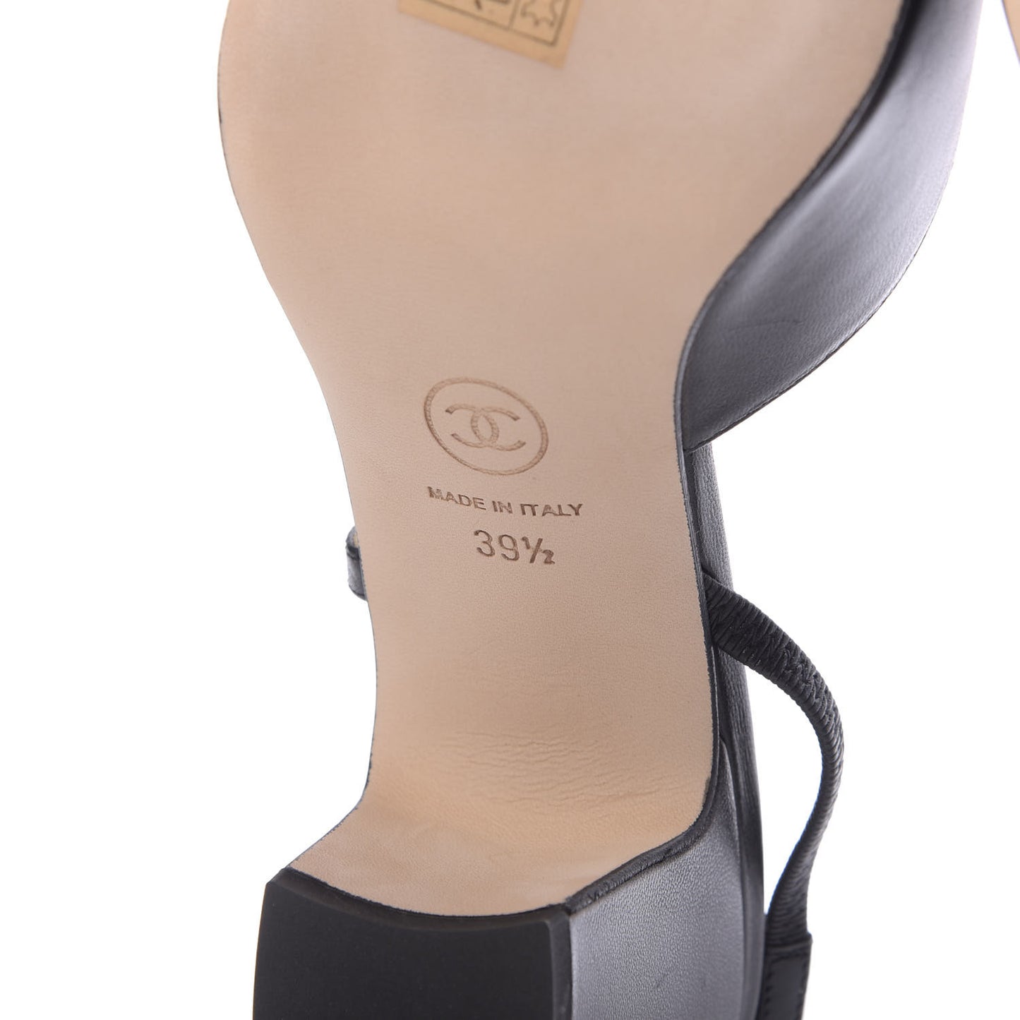 Goatskin Grosgrain Cap Toe CC Slingback Sandals 39.5 Black