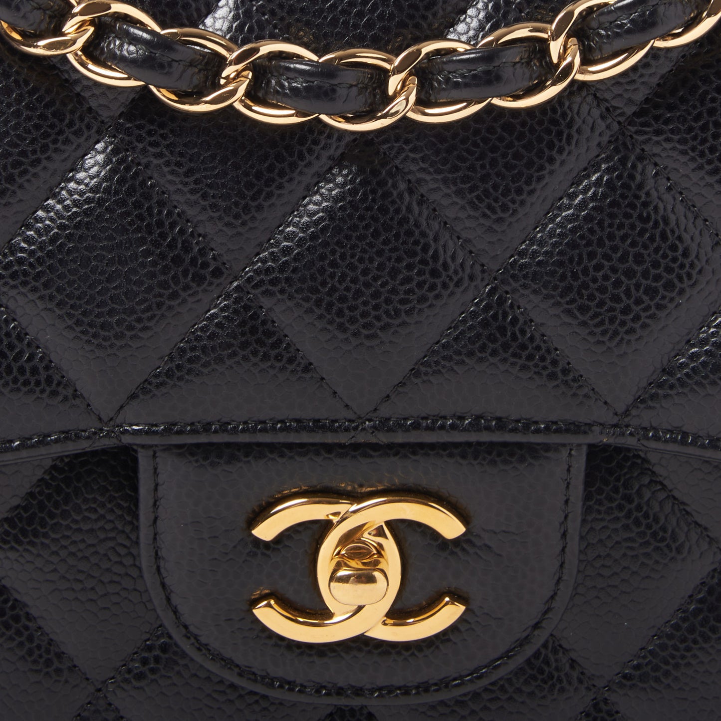 Caviar Quilted Jumbo Double Flap Black