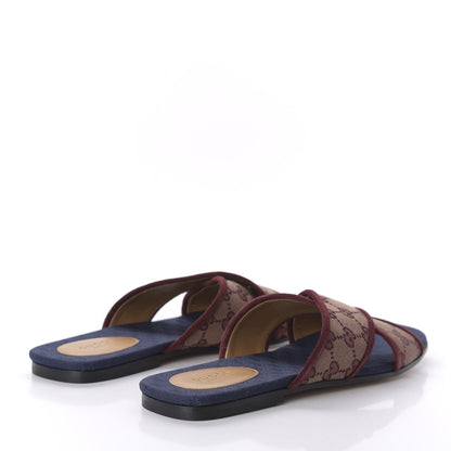 Gucci Canvas GG Monogram Womens Criss Cross Slide Sandals 39.5 Sahara Rubino Chardonnay 4 of 9