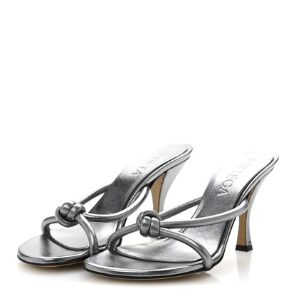 Bottega Veneta Metallic Blink Knot Mule Sandals 36.5 Silver 4 of 9