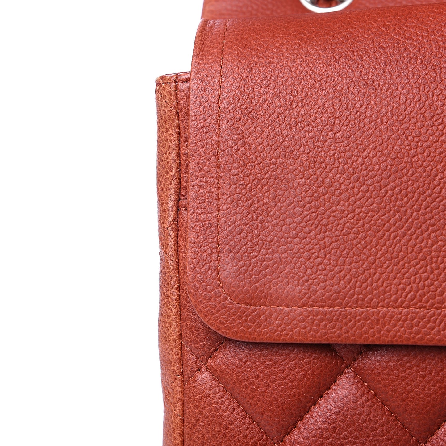 Caviar Quilted Maxi Double Flap Dark Orange