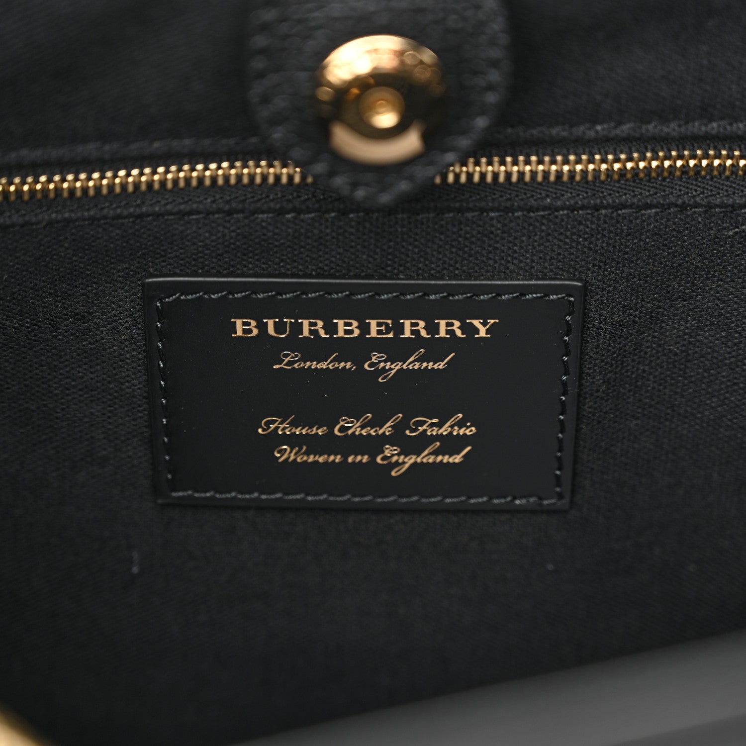 Burberry Derby Calfskin House Check Medium Banner Tote Black 7 of 14