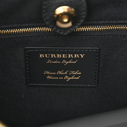 Burberry Derby Calfskin House Check Medium Banner Tote Black 7 of 14