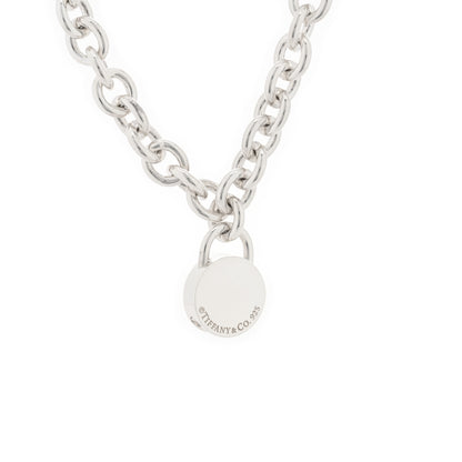 Tiffany Sterling Silver 1837 Circle Lock Pendant Link Necklace 3 of 4