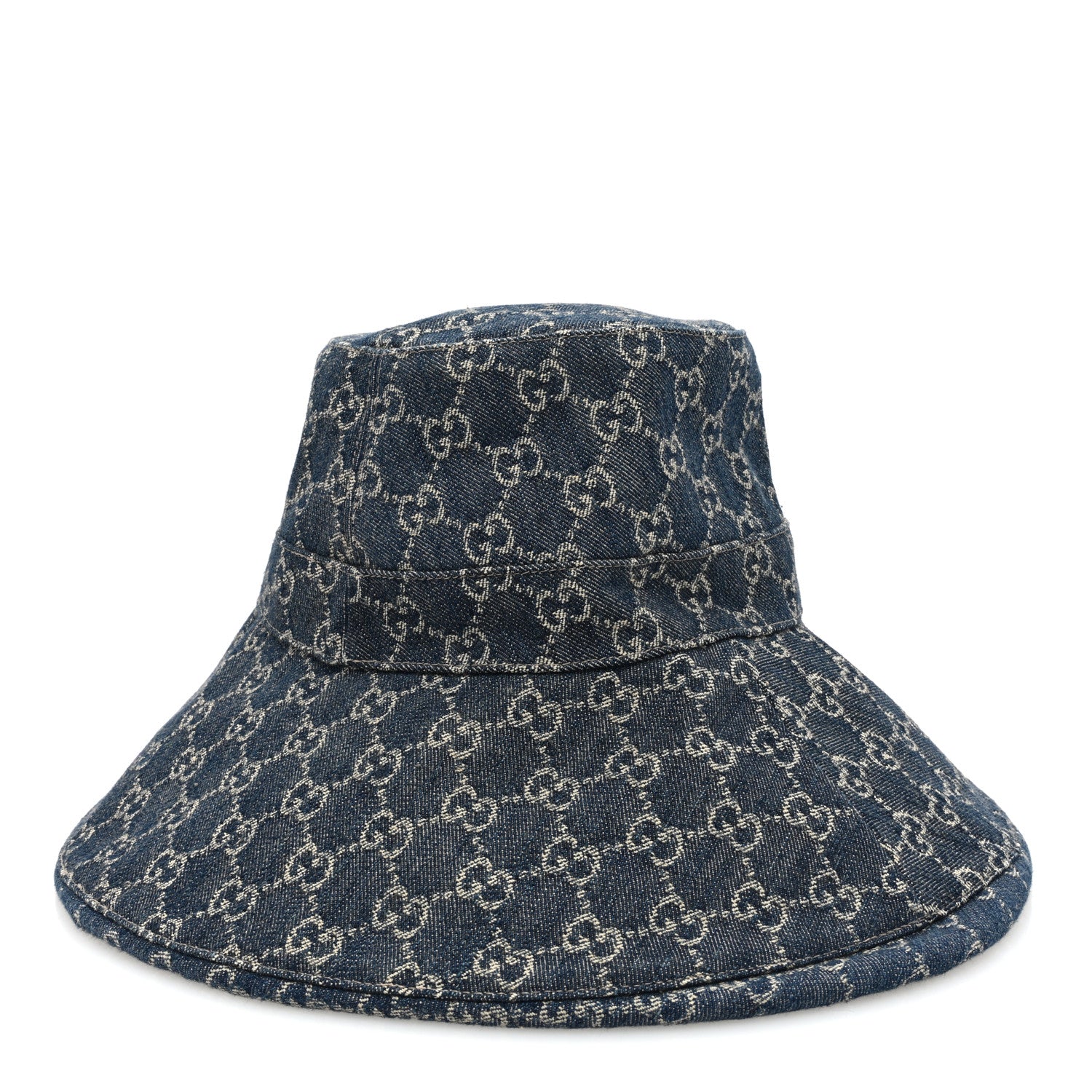 Gucci Denim GG Monogram Brim Hat XL Blue Ivory 4 of 9