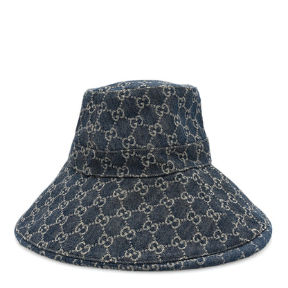 Gucci Denim GG Monogram Brim Hat XL Blue Ivory 4 of 9