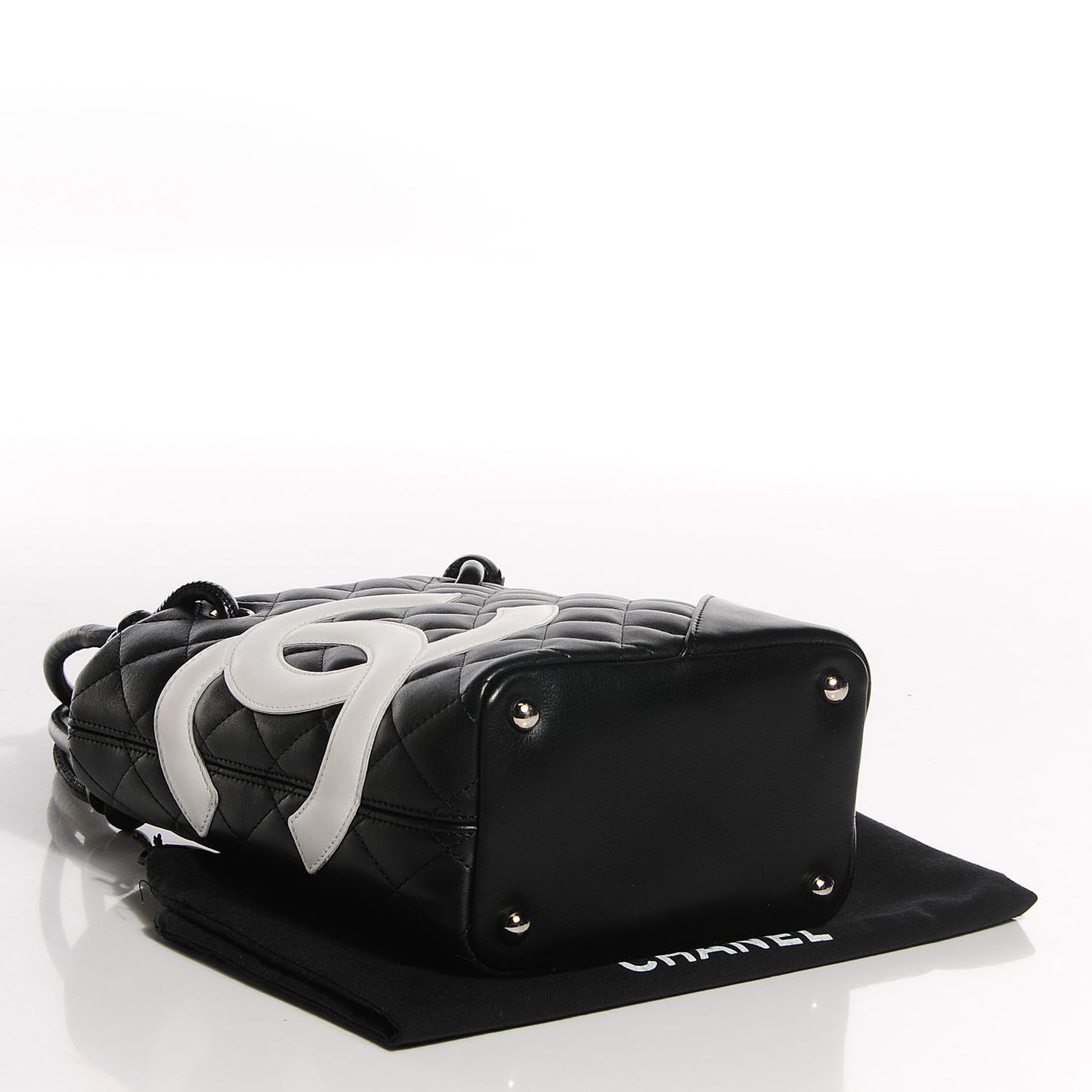 Calfskin Quilted Small Cambon Tote Black White
