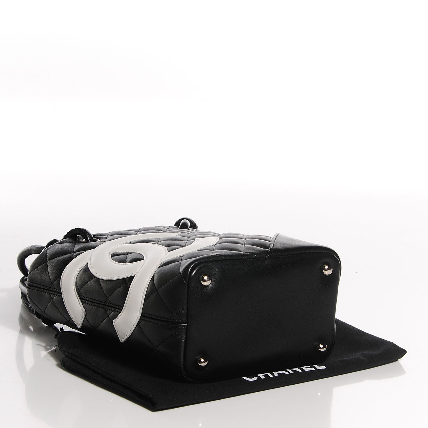 Chanel Calfskin Quilted Small Cambon Tote Black White 4 of 7