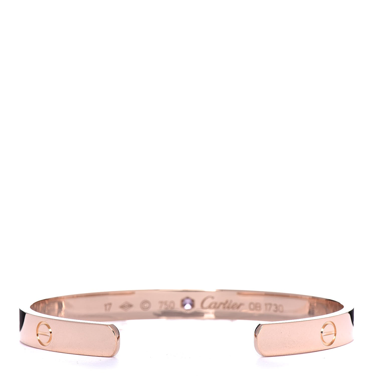 Cartier 18K Pink Gold Pink Sapphire LOVE Cuff Bracelet 17 3 of 4
