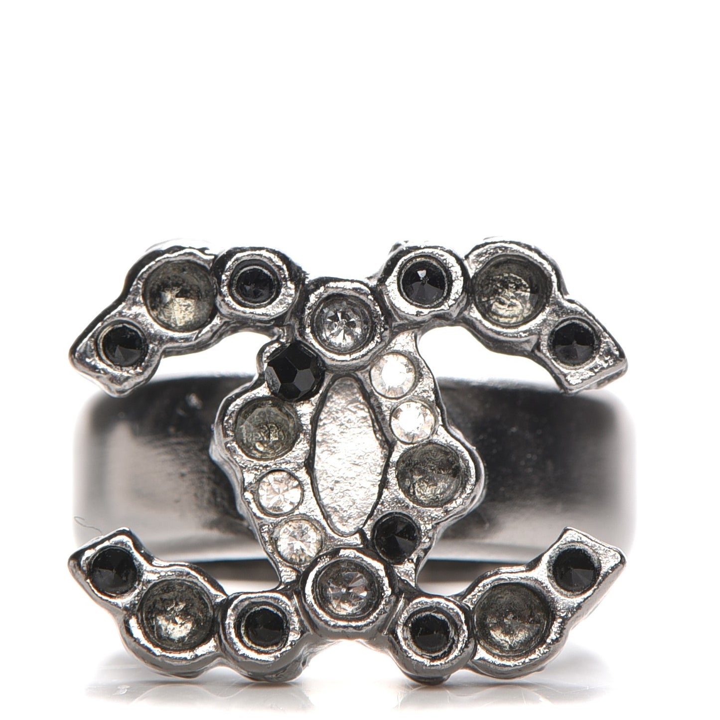 Ruthenium Crystal CC Logo Ring 6.5