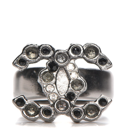 Chanel Ruthenium Crystal CC Logo Ring 6.5 1 of 5
