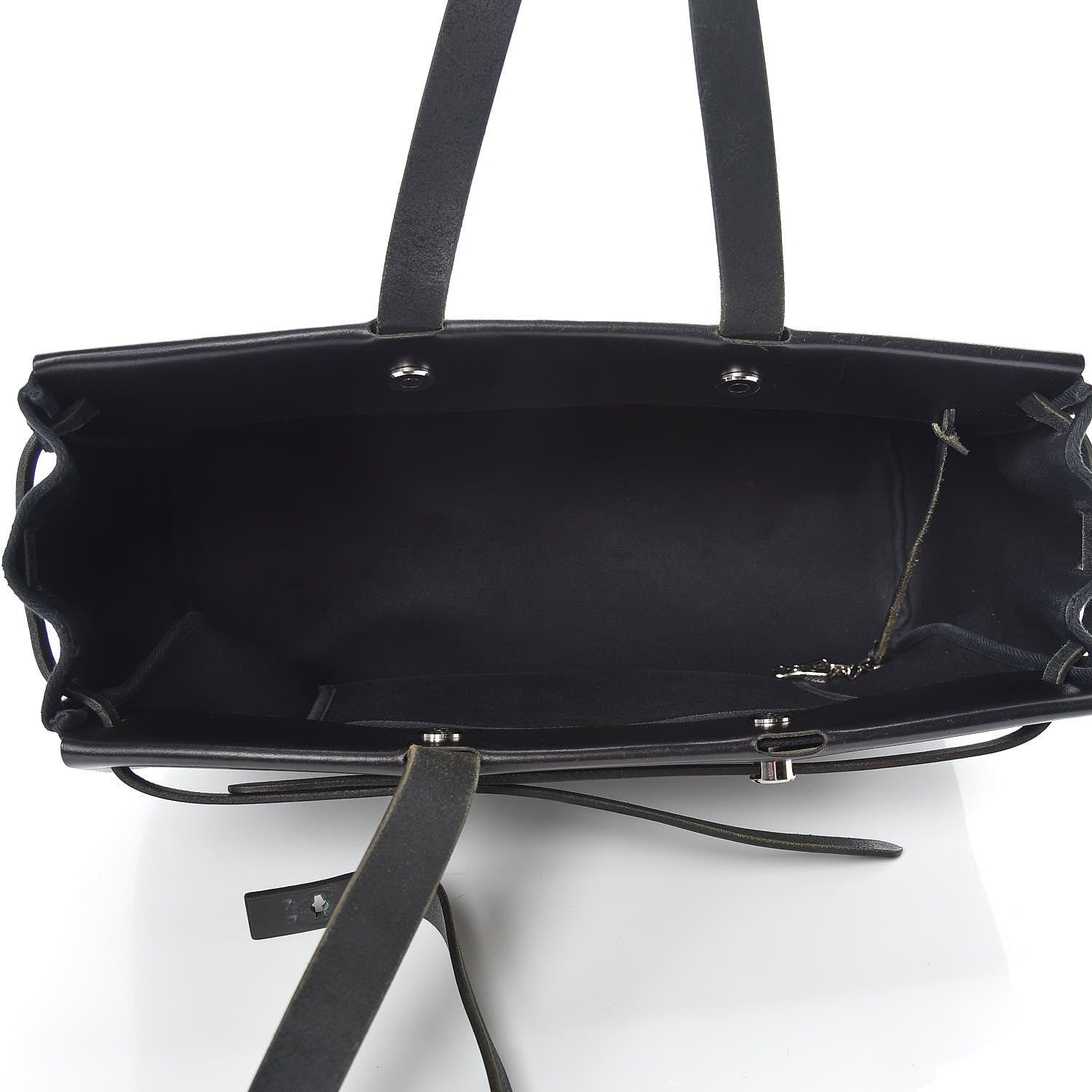 Hermes Toile Calfskin Herbag Cabas MM Black 6 of 16