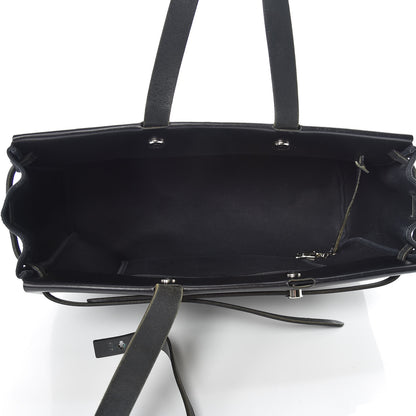 Hermes Toile Calfskin Herbag Cabas MM Black 6 of 16