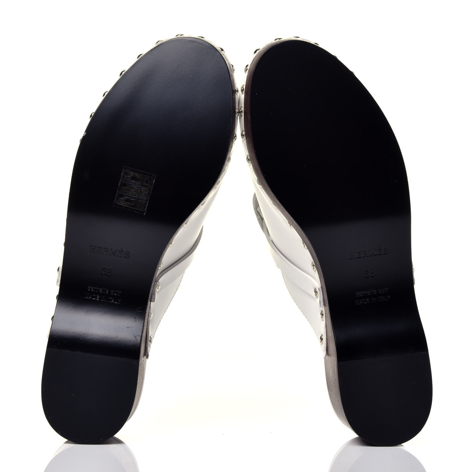 Hermes Smooth Calfskin Calya Mules 38 White 6 of 8