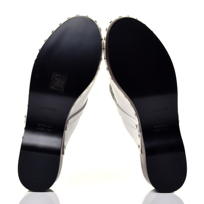 Hermes Smooth Calfskin Calya Mules 38 White 6 of 8
