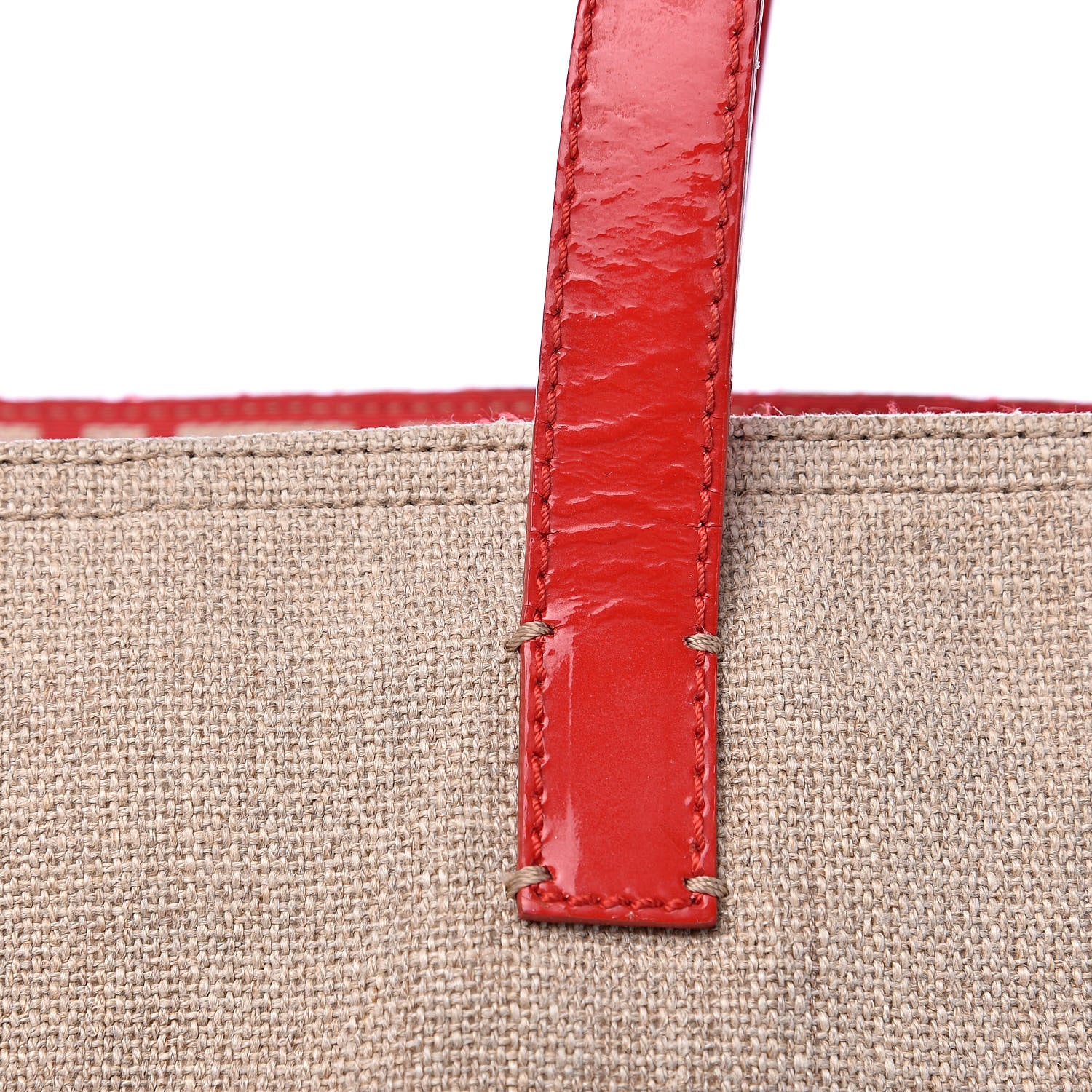 Fendi Linen Patent FF Shopping Tote Fragola 16 of 17