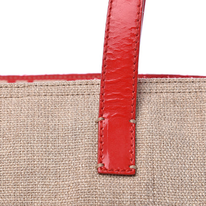 Fendi Linen Patent FF Shopping Tote Fragola 16 of 17