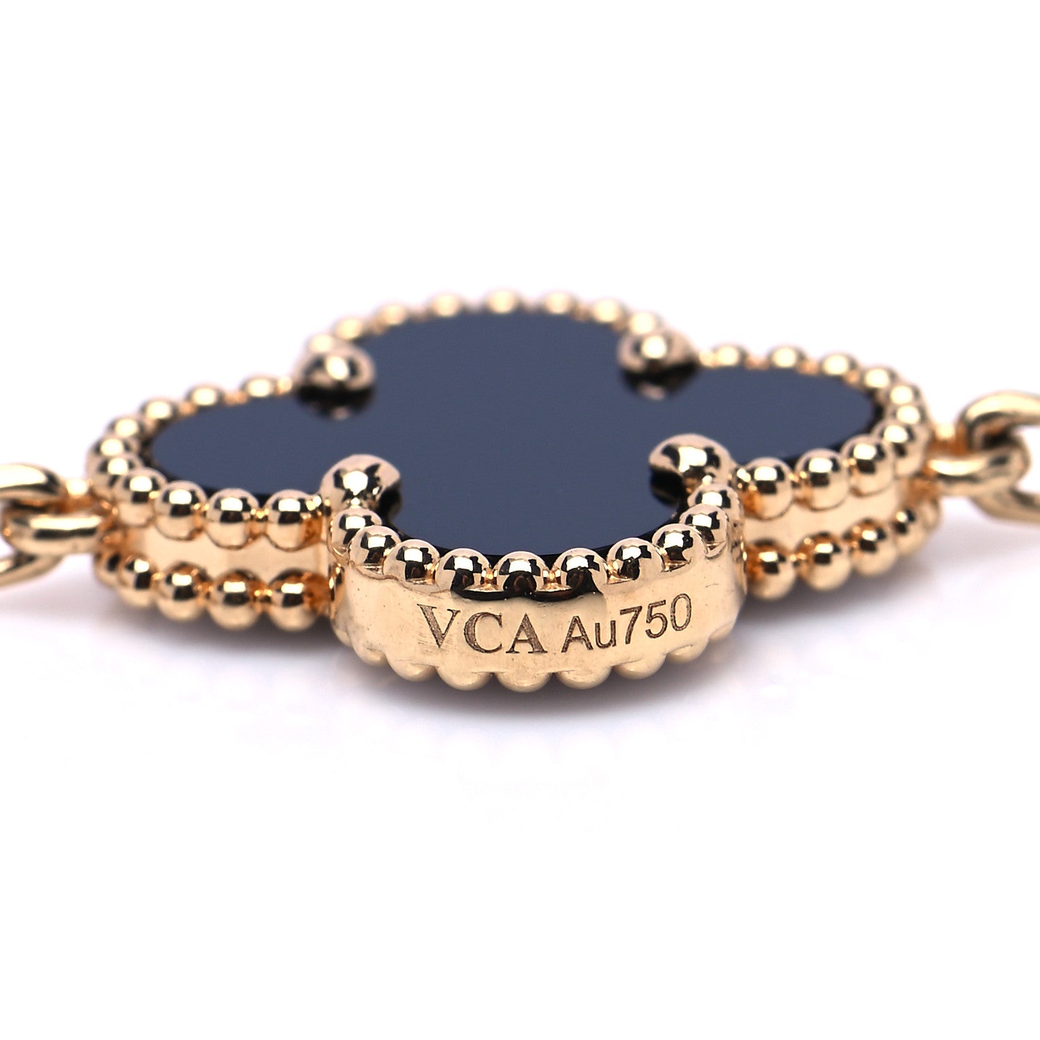 Van Cleef & Arpels 18K Yellow Gold Black Onyx 5 Motifs Vintage Alhambra Bracelet 6 of 8