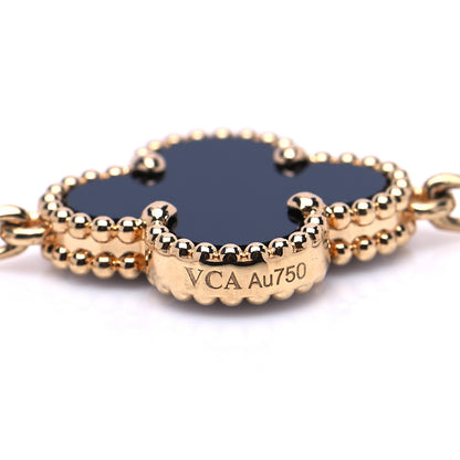 Van Cleef & Arpels 18K Yellow Gold Black Onyx 5 Motifs Vintage Alhambra Bracelet 6 of 8