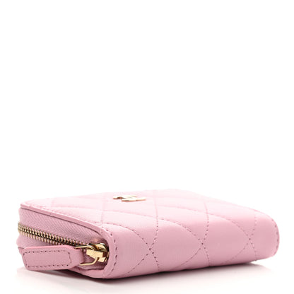 Chanel Iridescent Calfskin Quilted Zip Coin Purse Wallet Light Pink 4 of 8