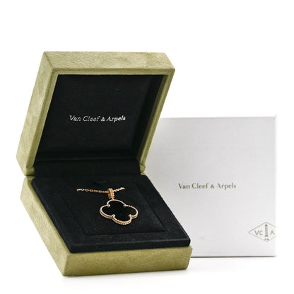 Van Cleef & Arpels 18K Yellow Gold Black Onyx Magic Alhambra Pendant Necklace 9 of 9