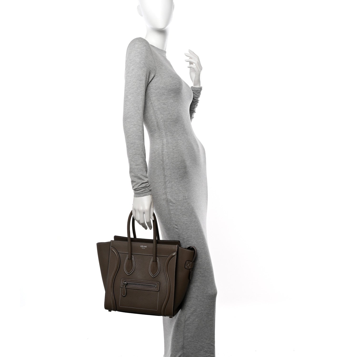 Celine Drummed Calfskin Micro Luggage Souris 2 of 12