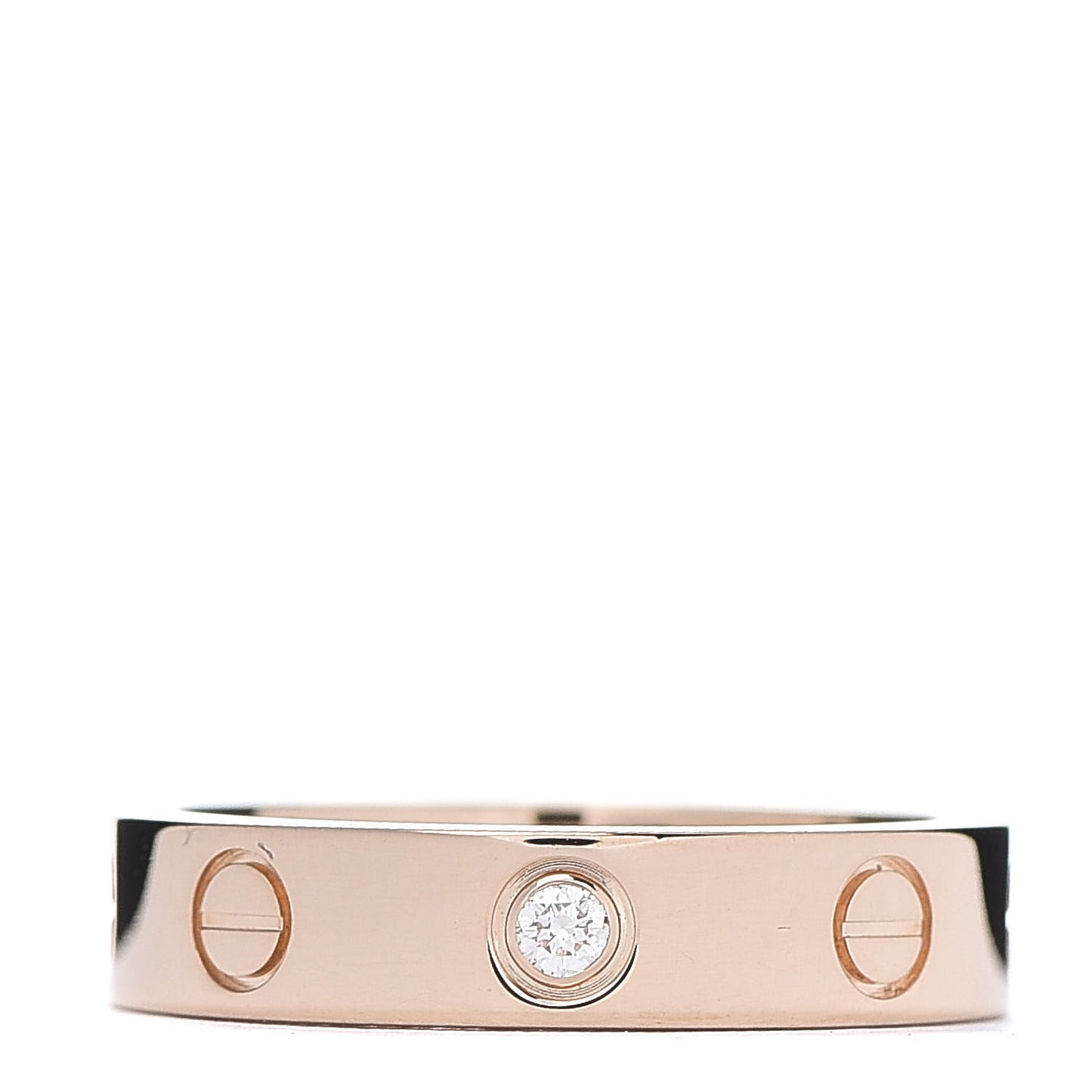18K Pink Gold Diamond 4mm LOVE Wedding Band Ring 49 4.75
