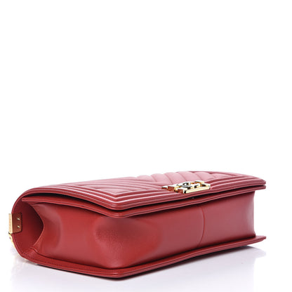 Chanel Calfskin Chevron Quilted New Medium Boy Flap Red 4 of 11