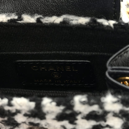 Chanel Tweed Houndstooth Quilted Mini Accordion Clutch With Chain White Black 6 of 10