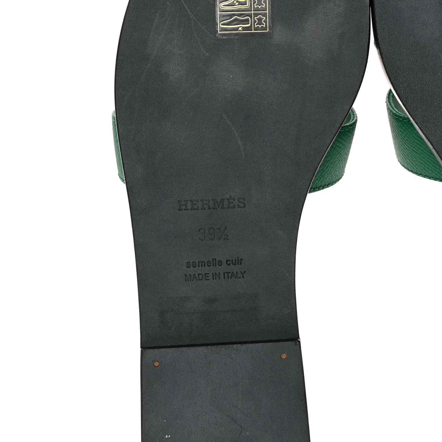 Hermes Epsom Oran Sandals 39.5 Vert Emeraude 6 of 9