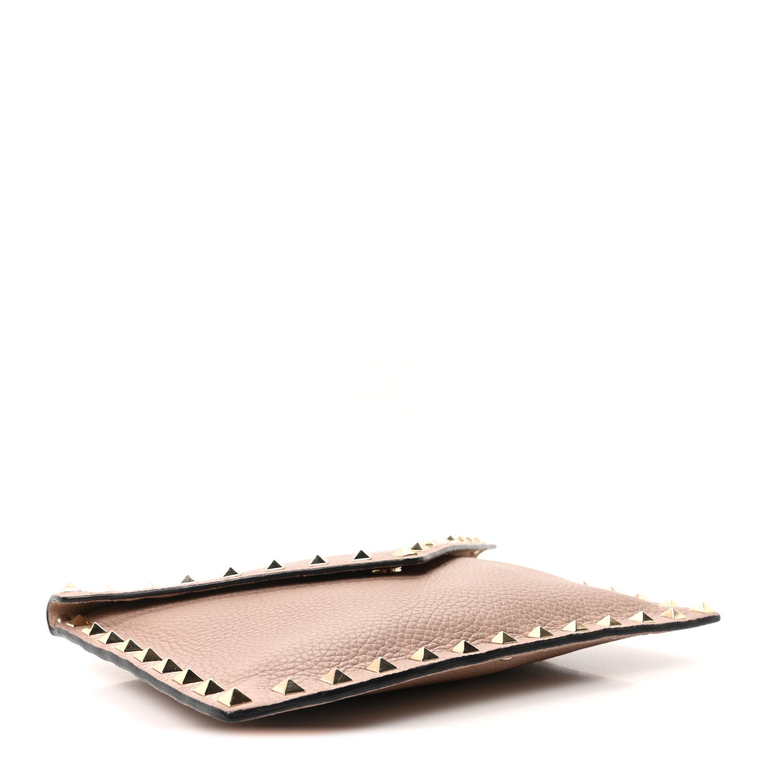 Valentino Garavani Pebbled Calfskin Medium Rockstud Envelope Flat Wristlet Pouch  Poudre 4 of 9