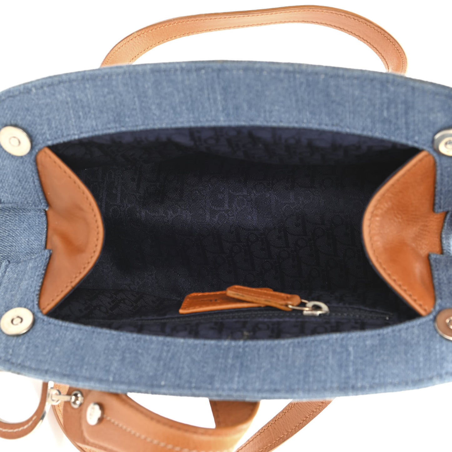Denim Embroidered Satchel Blue
