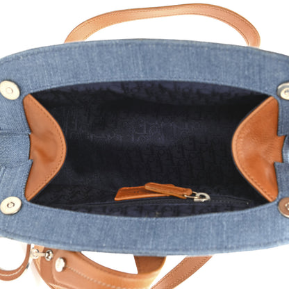 Christian Dior Denim Embroidered Satchel Blue 5 of 11