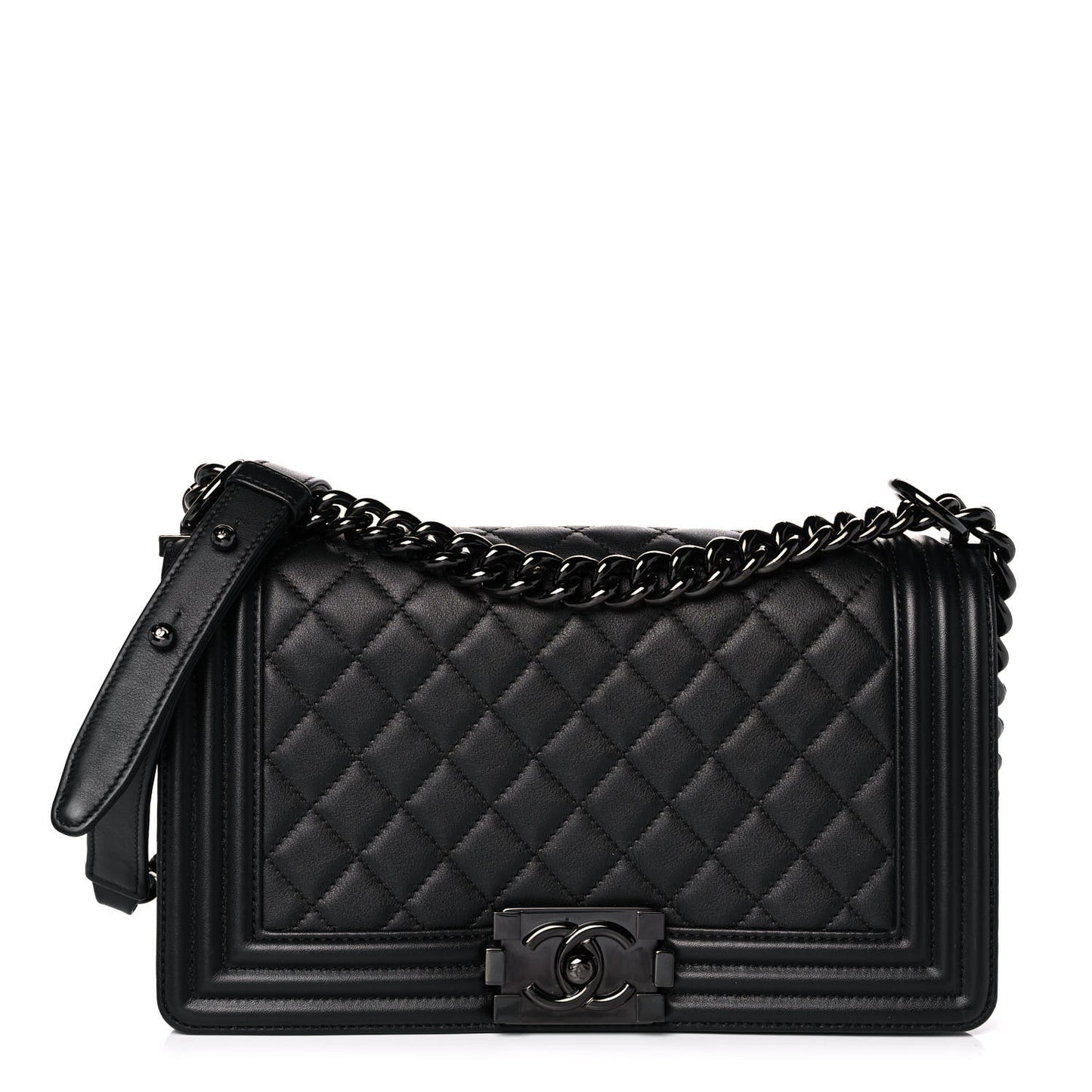 Calfskin Quilted Medium Boy Flap So Black